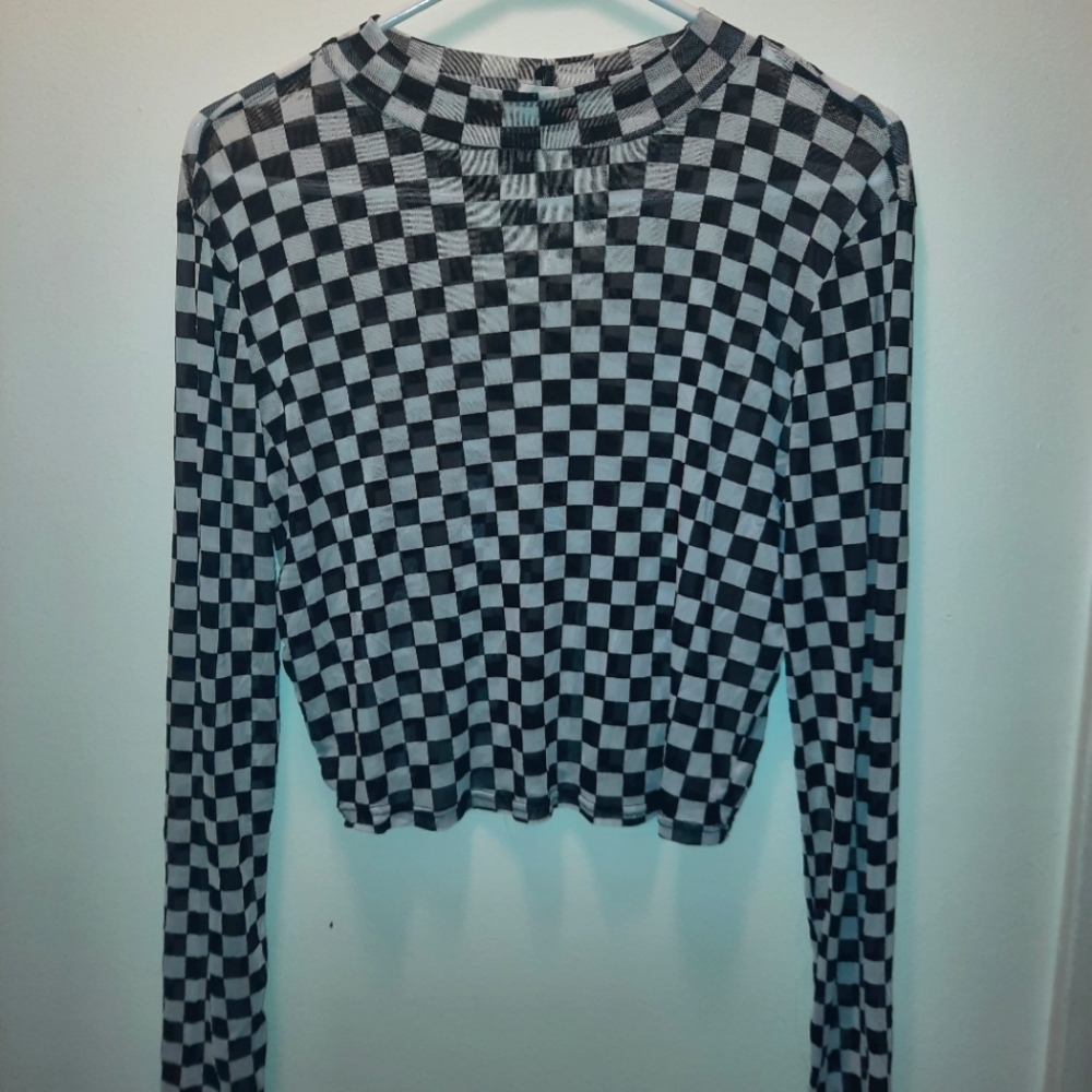 Checkered mesh shirt